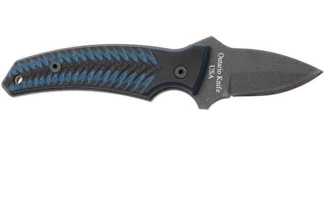Afbeelding voor Ontario Nona 8743 Black 420, Black and Blue Micarta, vaststaand mes