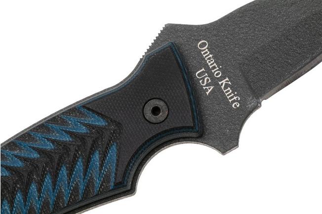 Afbeelding voor Ontario Nona 8743 Black 420, Black and Blue Micarta, vaststaand mes