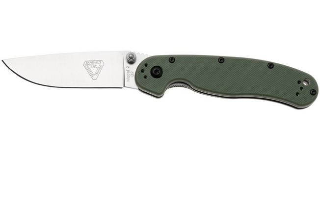 Afbeelding voor Ontario RAT-2 8828OD Satin D2, OD Green FRN, zakmes