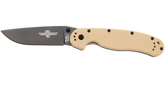 Afbeelding voor Ontario RAT-1 8846DT Black AUS8, Desert Tan, zakmes