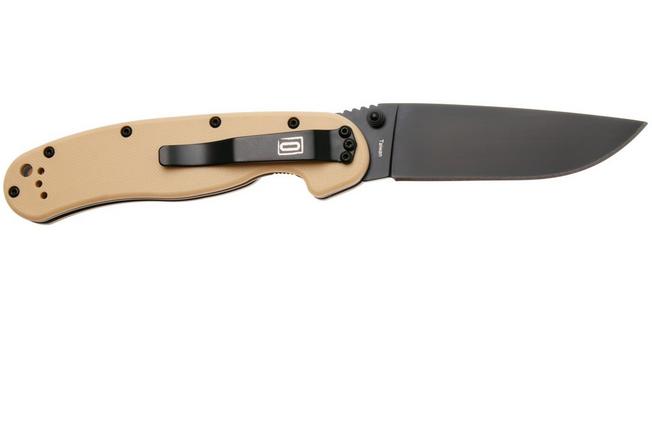 Afbeelding voor Ontario RAT-1 8846DT Black AUS8, Desert Tan, zakmes