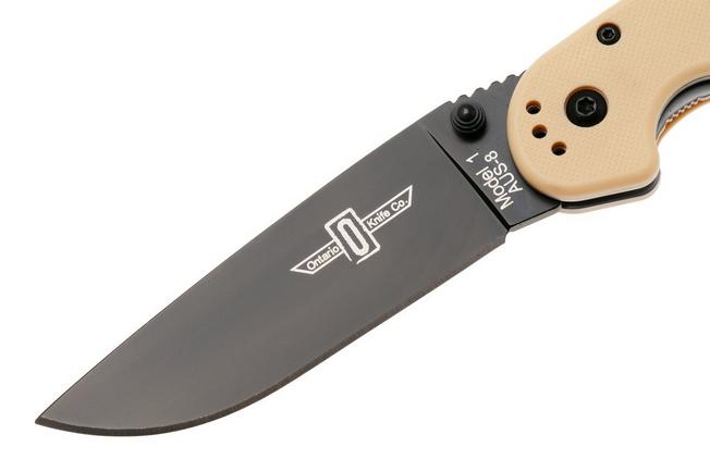 Afbeelding voor Ontario RAT-1 8846DT Black AUS8, Desert Tan, zakmes