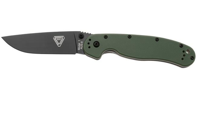 Afbeelding voor Ontario RAT-1 8846OD Black AUS8, OD Green, zakmes