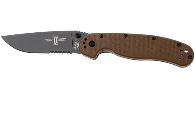 Afbeelding voor Ontario RAT-1 8847CB Black Serrated, Coyote Brown, zakmes