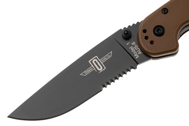 Afbeelding voor Ontario RAT-1 8847CB Black Serrated, Coyote Brown, zakmes