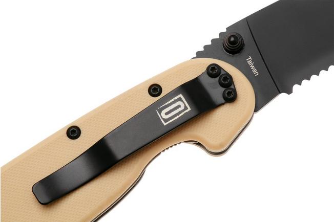 Afbeelding voor Ontario RAT-1 8847DT Black Serrated AUS 8, Desert Tan, zakmes