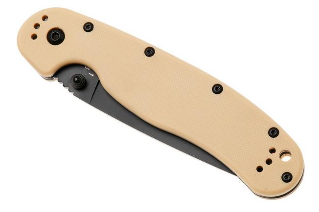 Afbeelding voor Ontario RAT-1 8847DT Black Serrated AUS 8, Desert Tan, zakmes