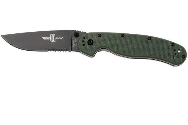 Afbeelding voor Ontario RAT-1 8847OD Black Serrated, OD Green, zakmes
