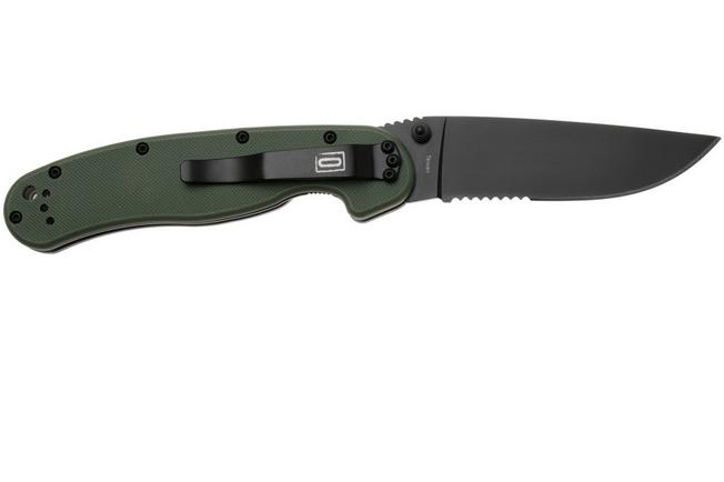 Afbeelding voor Ontario RAT-1 8847OD Black Serrated, OD Green, zakmes