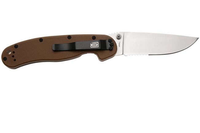 Afbeelding voor Ontario RAT-1 8849CB Satin Serrated AUS8, Coyote Brown, zakmes