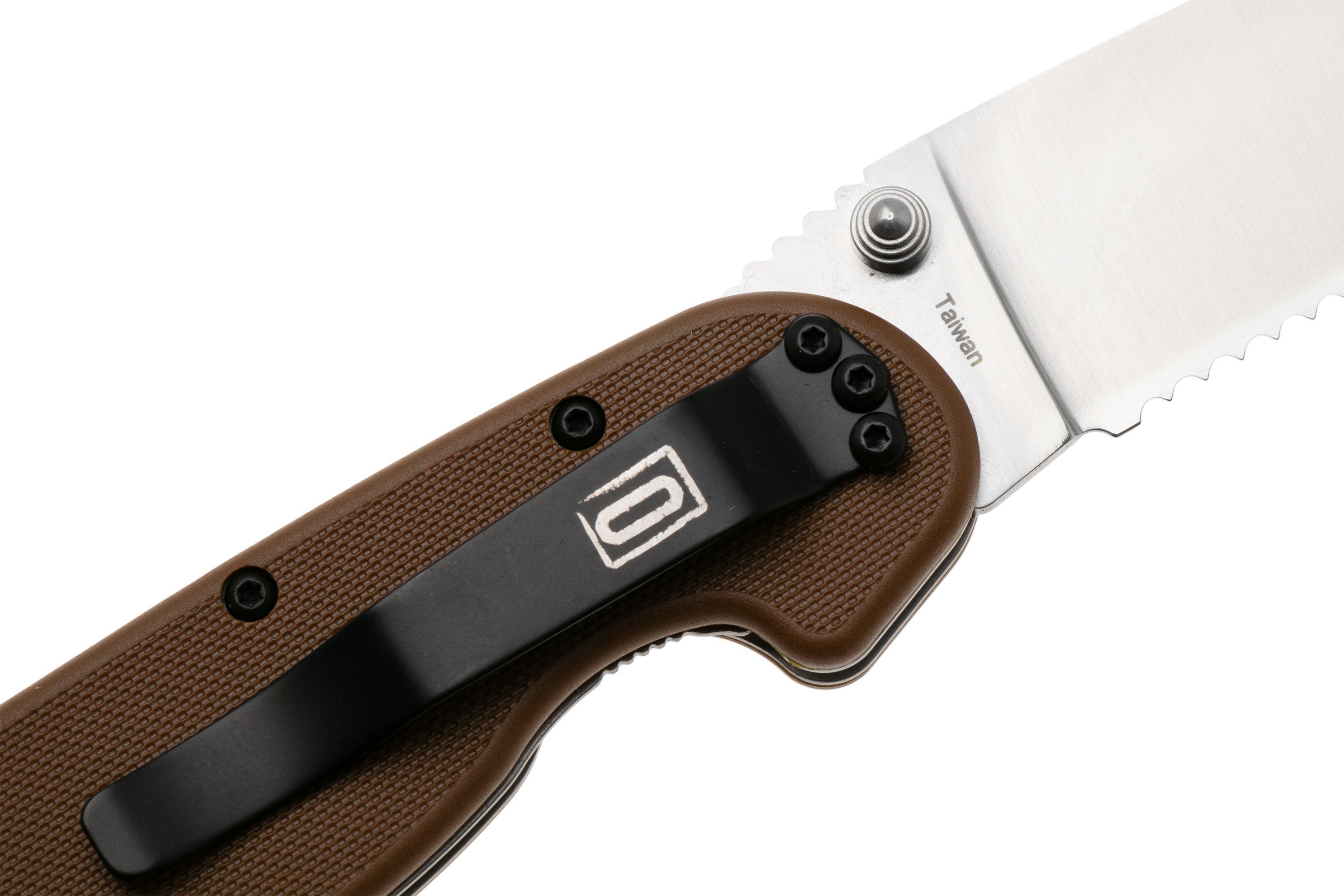 ブラウン　BRN Ontario RAT-1 8849CB Satin Serrated AUS8, Coyote Brown, pocket