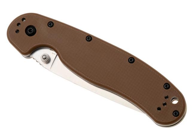 Afbeelding voor Ontario RAT-1 8849CB Satin Serrated AUS8, Coyote Brown, zakmes