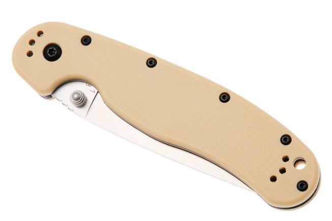 Afbeelding voor Ontario RAT-1 8849DT Satin Serrated AUS8, Desert Tan, zakmes
