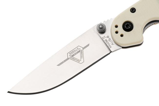 Afbeelding voor Ontario RAT-2 8861BE Satin AUS8, Ivory FRN, zakmes