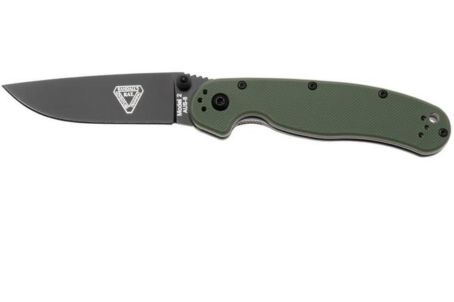 Afbeelding voor Ontario RAT-2 8861OD Black AUS8, OD Green FRN, zakmes