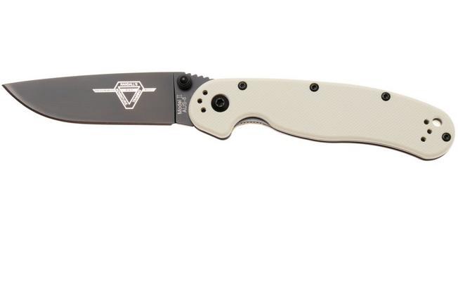 Afbeelding voor Ontario RAT-2 8862BE Black AUS8, Bone FRN, zakmes