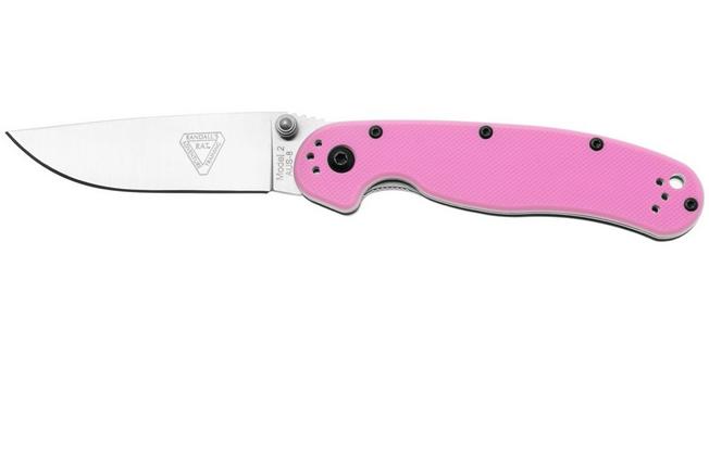 Afbeelding voor Ontario RAT-2 8862 Satin AUS8, Pink FRN, zakmes