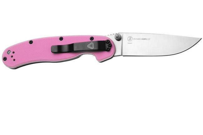 Afbeelding voor Ontario RAT-2 8862 Satin AUS8, Pink FRN, zakmes