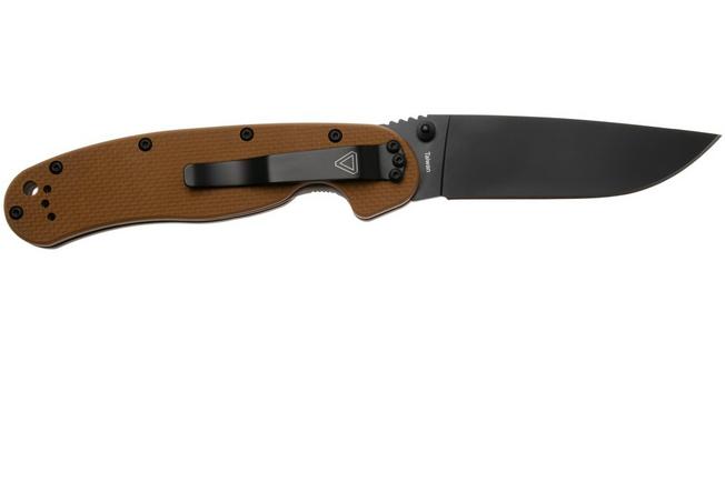 Afbeelding voor Ontario RAT-1A 8871TN Assisted, Black AUS8, Tan, zakmes
