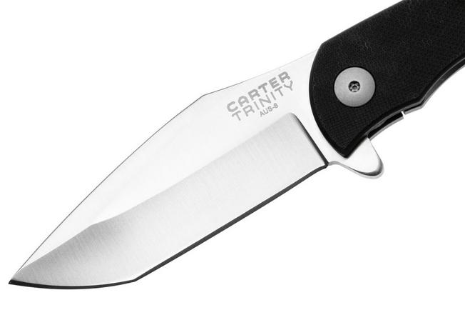 Afbeelding voor Ontario Carter Trinity 8877 Satin AUS-8, Black G10, Titanium, zakmes
