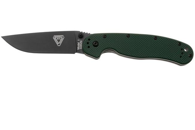 Afbeelding voor Ontario RAT-1 8991 Black S35VN, Forest Green G10, zakmes
