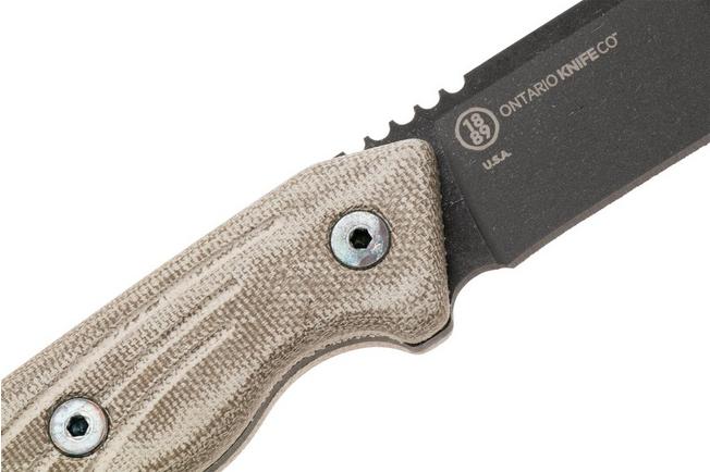 Afbeelding voor Ontario Besra Fixed 9002 Black 1075, Tan Micarta, vaststaand mes