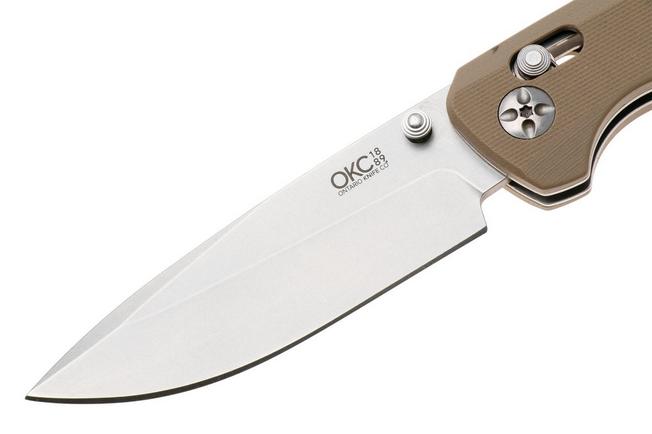 Afbeelding voor Ontario Corporal 9006 Stonewashed 420, Tan G10, Crossbar Lock, zakmes