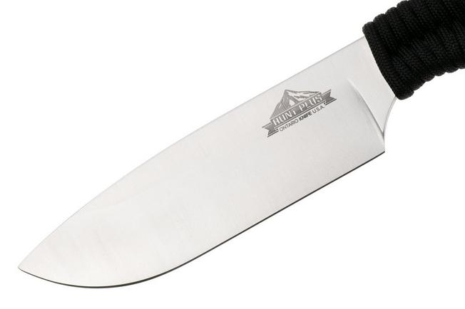 Afbeelding voor Ontario Hunt Plus 9715BLK Drop Point Satin 420HC, Black Paracord, vaststaand mes