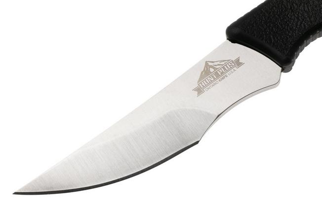 Afbeelding voor Ontario Hunt Plus Caper 9718SEC Satin 420HC, Black Rubber, vaststaand capingmes