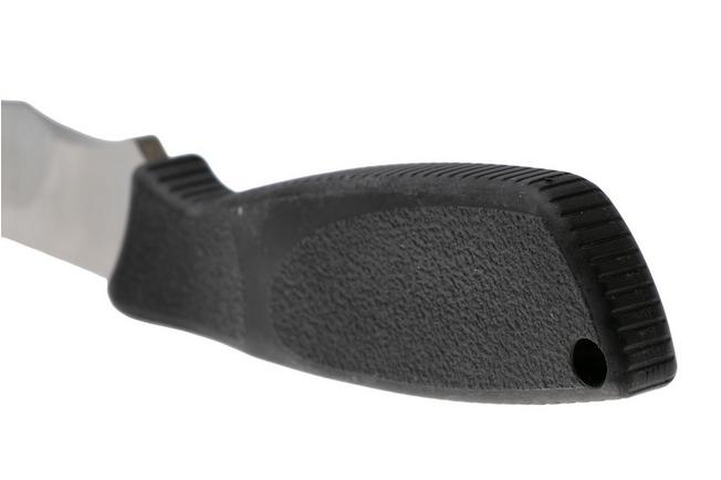 Afbeelding voor Ontario Hunt Plus Caper 9718SEC Satin 420HC, Black Rubber, vaststaand capingmes