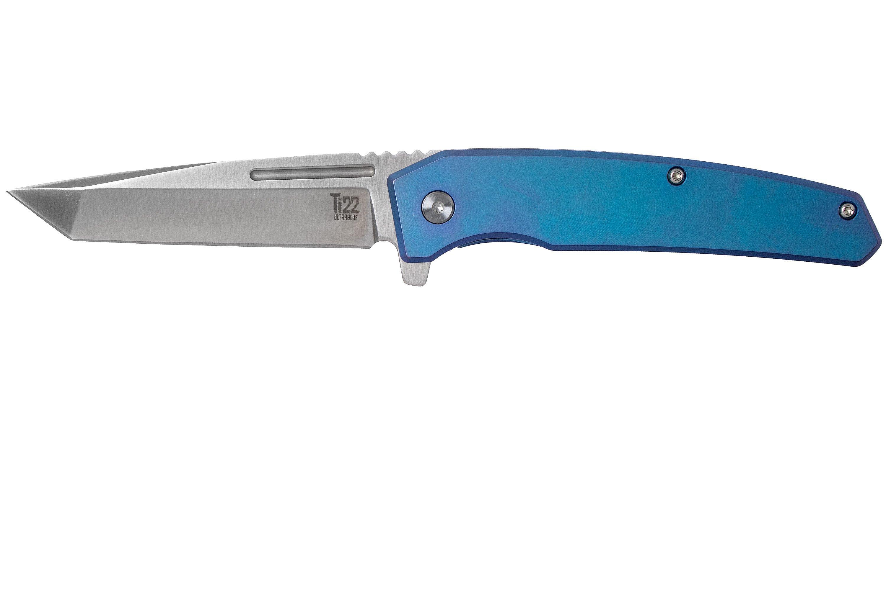 Ontario Ti-22 Ultrablue Folding Knife - Titanium Handle EDC
