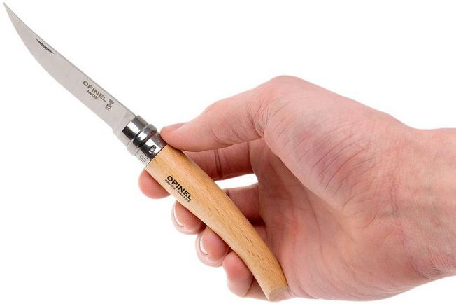 Opinel coltello da tasca No. 8 Slim Line, acciaio inox, faggio