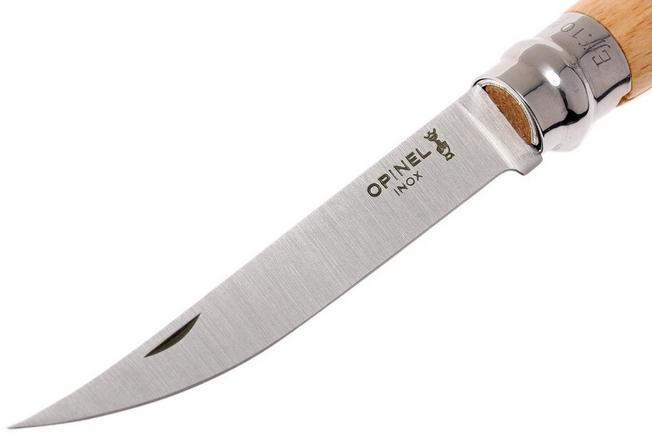 Opinel pocket knife No. 10 Slim Line, stainless steel, beech