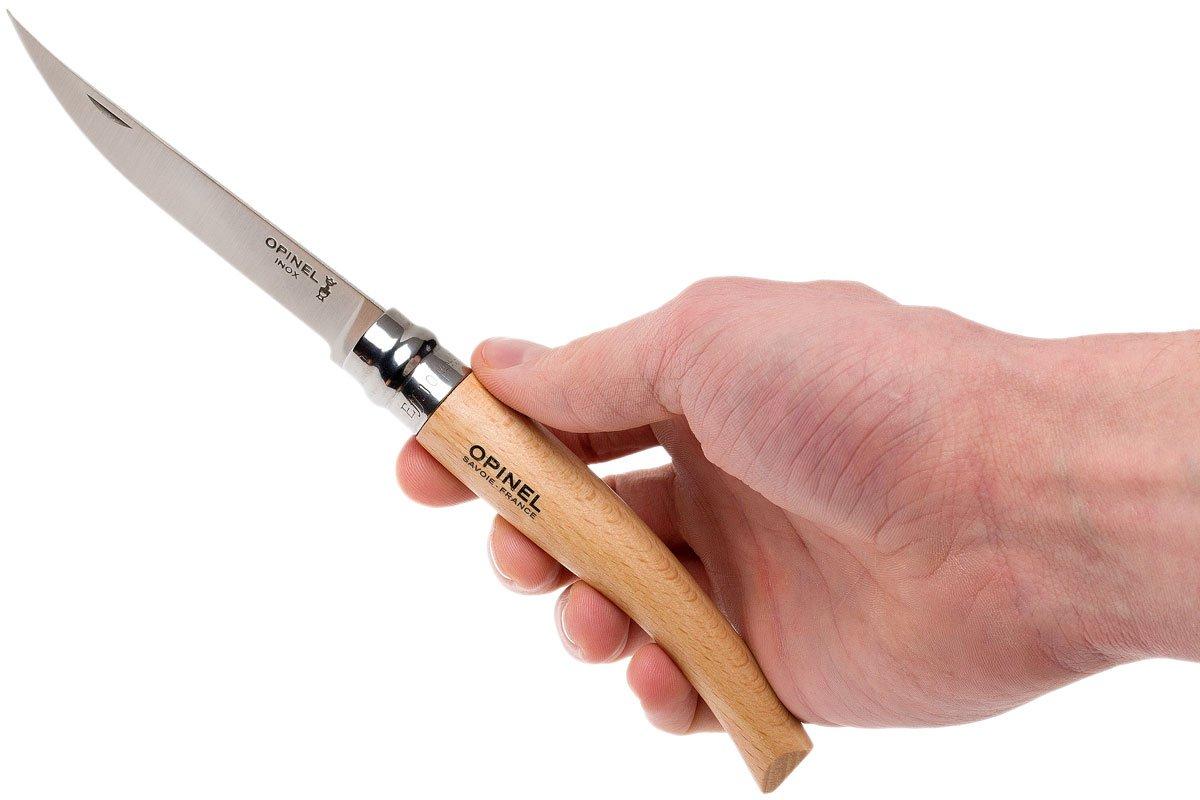 Couteau Opinel N°10 Carbone - Couteau De Poche Pliant Outdoor, Longueur Totale 230 Mm, Lame 100 Mm, Manche En Bois