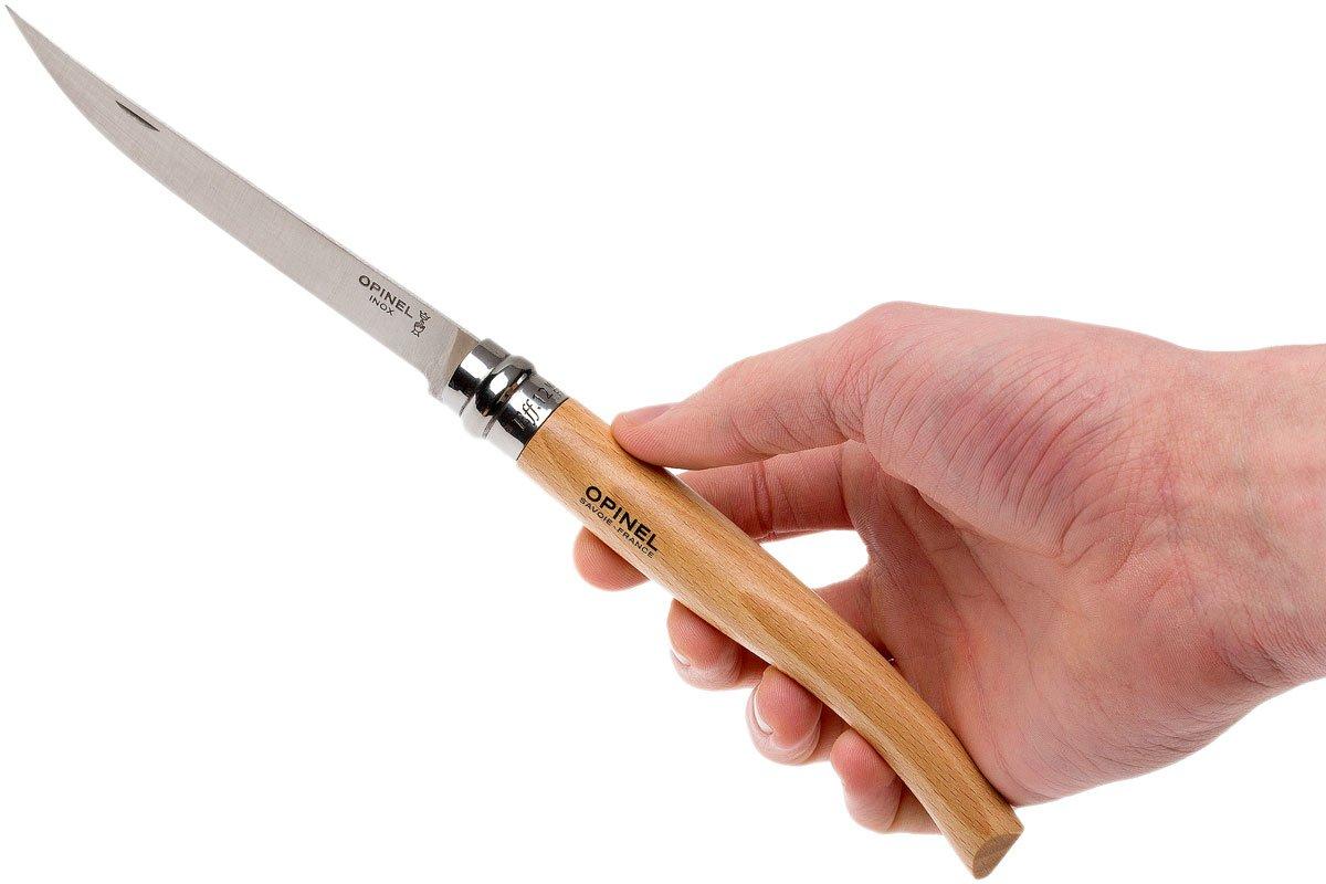 Opinel pocket knife No. 12 Slim Line, stainless steel, beech