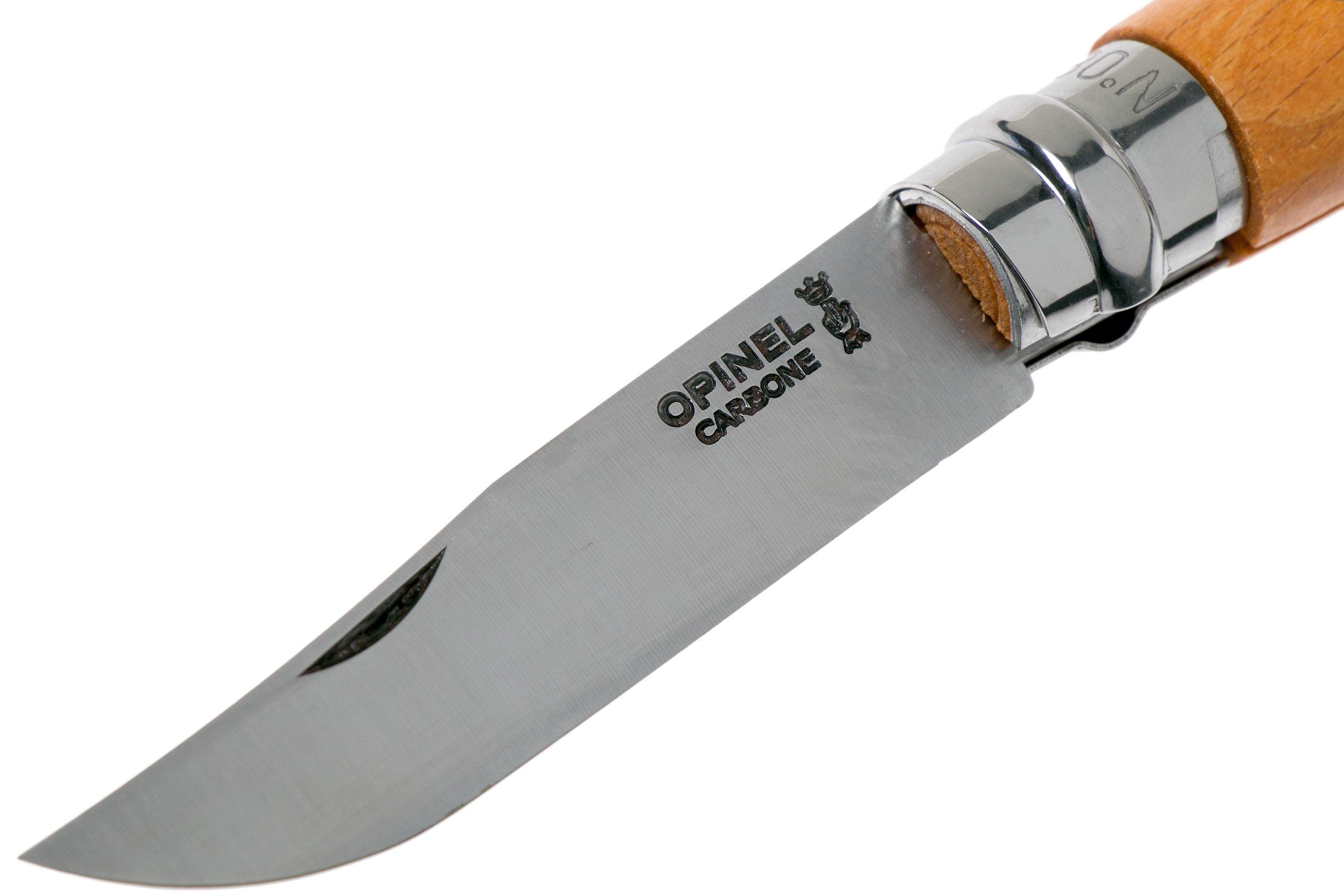 Opinel pocket knife No. 8 Luxury Range with leather sheath, carbon steel Advantageously