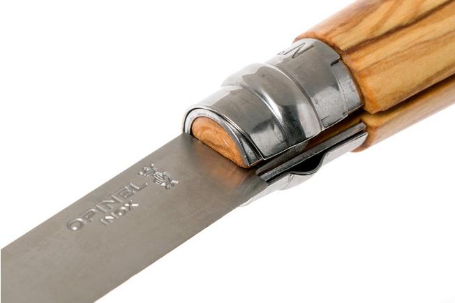 Opinel pocket knife No. 8 Luxury Range with leather sheath, olive wood