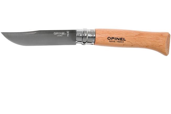 OPINEL Messer N°08 Taschenmesser Buchenholz+Virobloc+rostfrei Lederfangriemen 