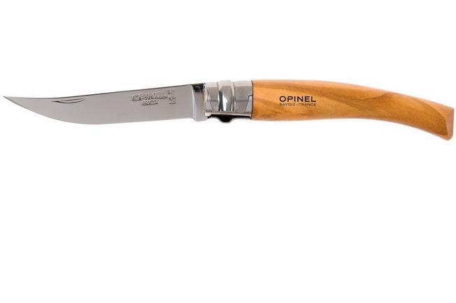 Opinel navaja No. 12 Slim Line, acero inoxidable, madera de olivo