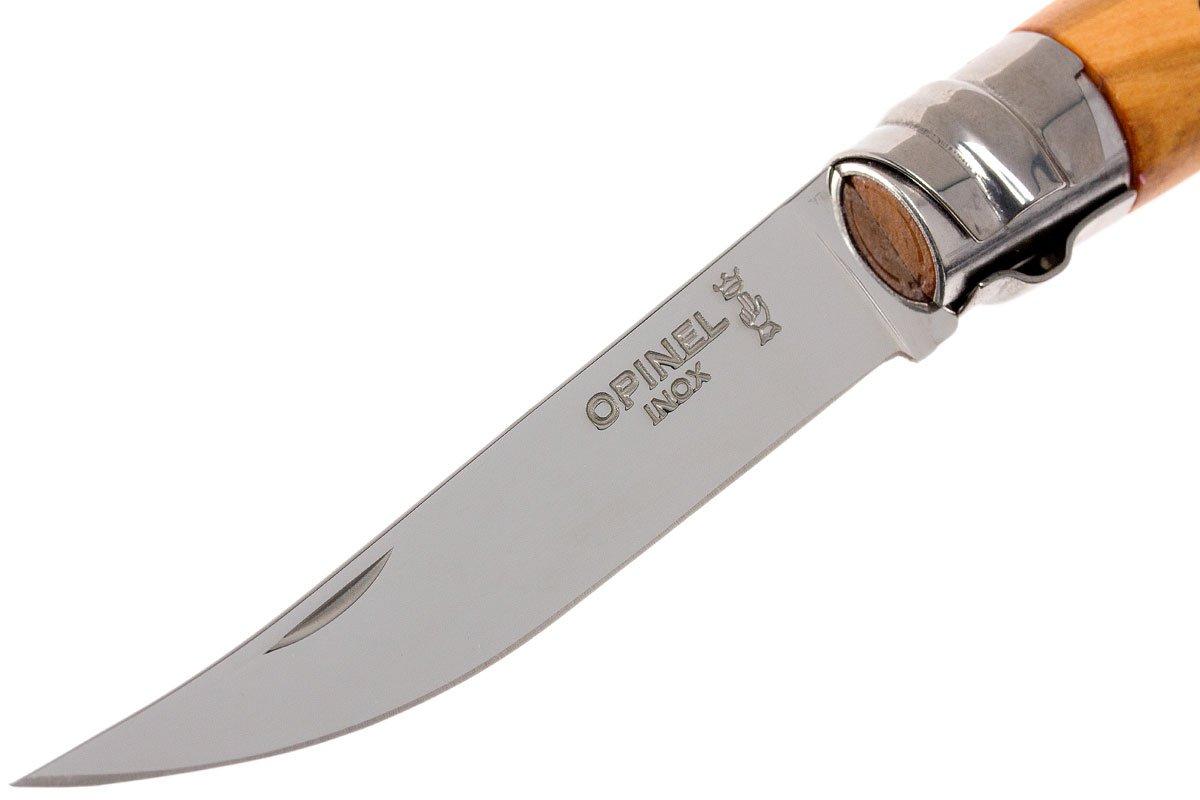 Opinel coltello da tasca No. 8 Slim Line, acciaio inox, legno d'olivo