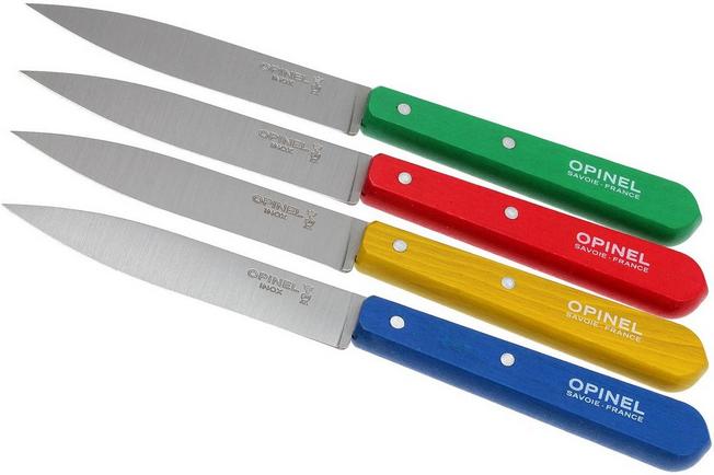 Opinel Kitchen Knife Set, 4 Color Sets, Beechwood Handles