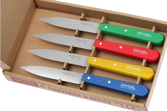 Opinel Kitchen Knife Set, 4 Color Sets, Beechwood Handles