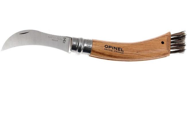 Opinel Inox No.08 Folding Mushroom Hunter's Knife with Brush from