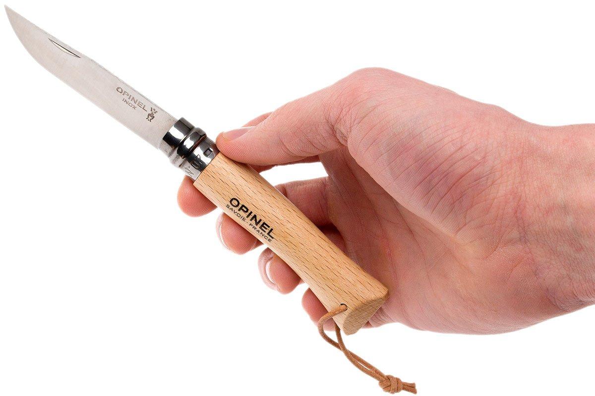 Opinel - N°119 Coltello Santoku Paralelo - Lama in Acciaio Inossidabile, Taglio e Dimensione - Manico in Legno di Faggio - Eccellente Presa - Garanzia a Vita