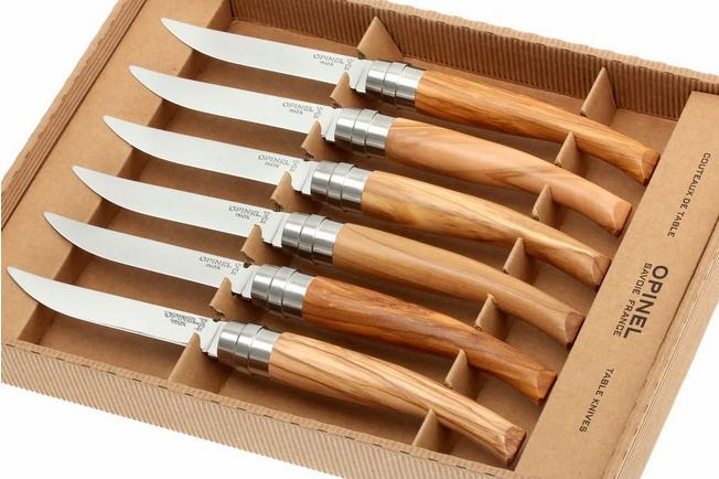 Opinel Set de 4 couteaux de table , Facette bois d'Olivier