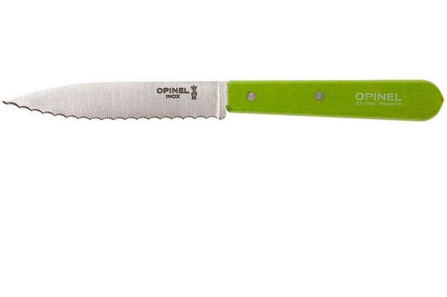 Opinel 113 couteau à éplucher , lame crantée - couleur vert