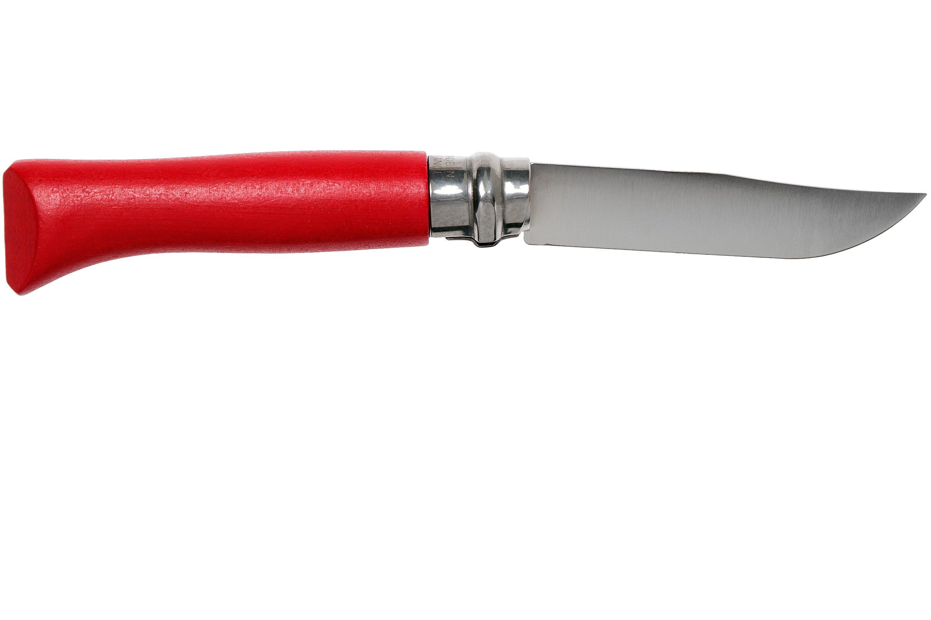 Opinel zakmes No. 08RV Red, roestvast staal, lemmetlengte 8,5 cm .