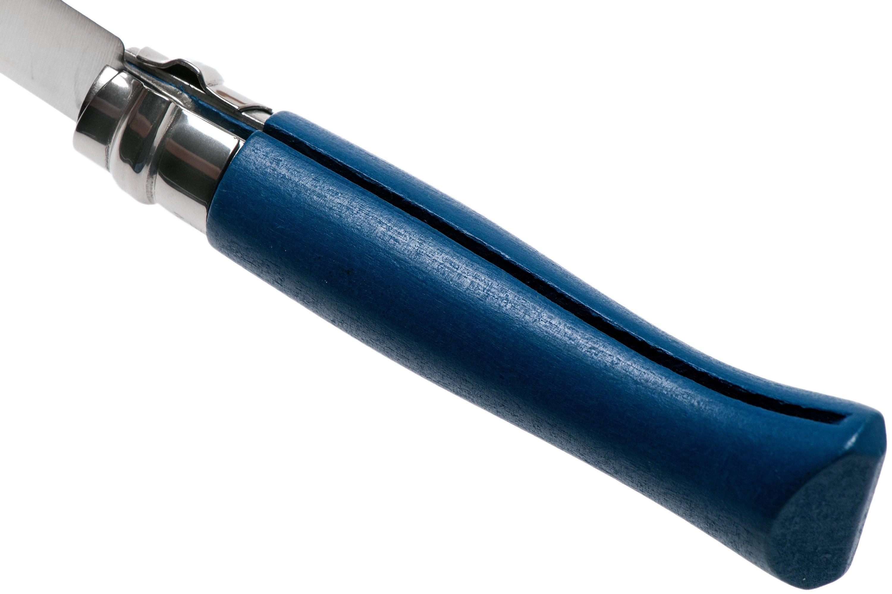 Opinel Taschenmesser N°08 – Buchenholz Griff, Edelstahl Klinge 8,5 Cm, Dunkelblau