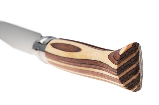 Afbeelding voor Opinel No. 08, 002388, Satin Stainless Steel, Brown Laminated Birch zakmes