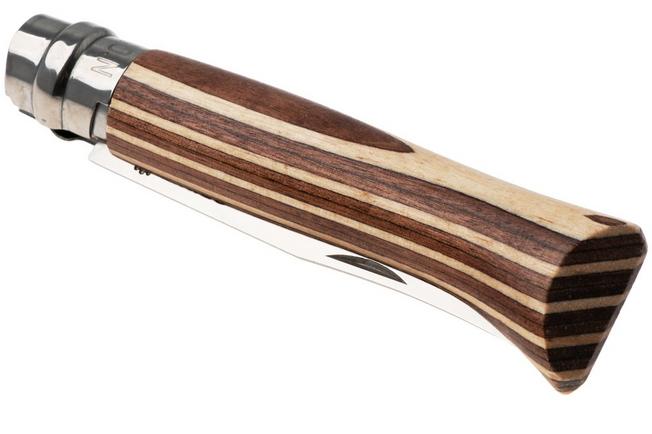 Afbeelding voor Opinel No. 08, 002388, Satin Stainless Steel, Brown Laminated Birch zakmes